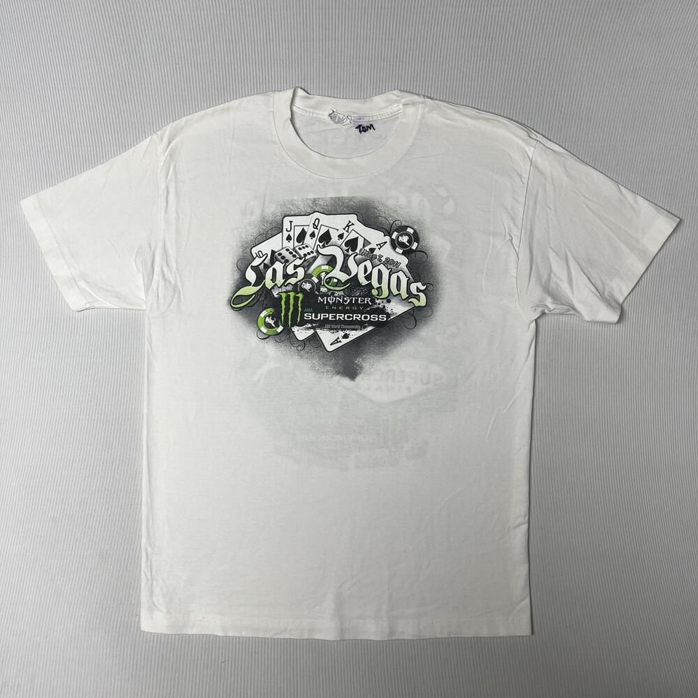 Alstyle Shirt Mens L White Las Vegas Monster Energy Supercross Graphic Tee 2011